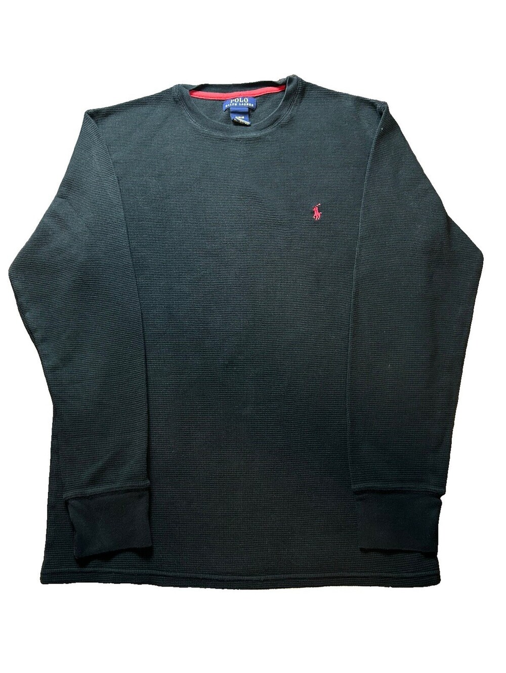 Polo Ralph Lauren Mens Black Waffle Knit Thermal Long Sleeve Shirt  M